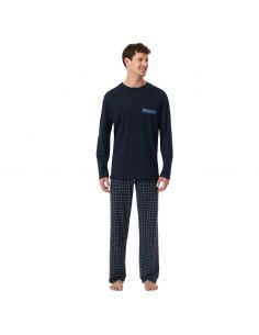 SCHIESSER Pyjama Set Lange Mouw Karos Blauw 2