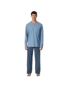 SCHIESSER Pyjama Set Lange Mouw Brusttasche Blauw 2