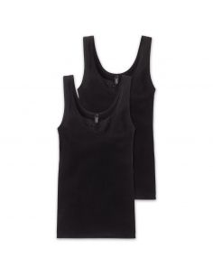 Schiesser Dames Kanten Hemd 2Pack Zwart
