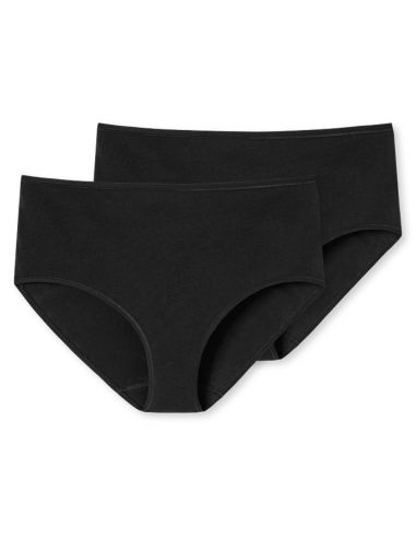 Schiesser Dames Midi 95/5 Organic 2Pack Zwart