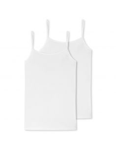 Schiesser Dames Spaghetti Hemd 95/5 Organic 2Pack Wit