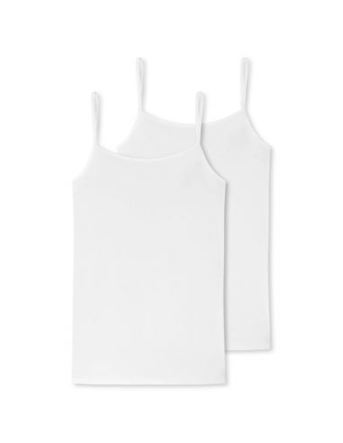 Schiesser Dames Spaghetti Hemd 95/5 Organic 2Pack Wit