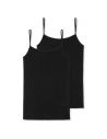 Schiesser Dames Spaghetti Hemd 95/5 Organic 2Pack Zwart