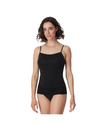 Schiesser Dames Spaghetti Hemd 95/5 Organic 2Pack Zwart