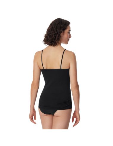 Schiesser Dames Spaghetti Hemd 95/5 Organic 2Pack Zwart