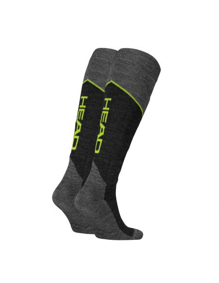 Head Unisex Ski Sokken 2Pack Grijs/Lime