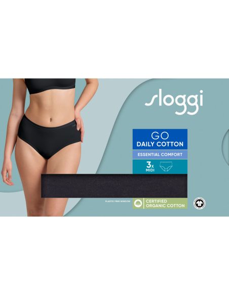 Sloggi GO Daily Cotton Midi 3Pack Zwart