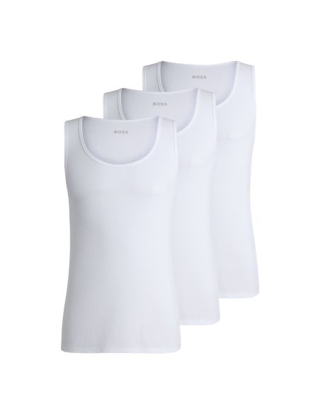 Hugo Boss Heren Tank Top Rib Classic 3Pack Wit