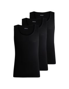Hugo Boss Heren Tank Top Rib Classic 3Pack Zwart