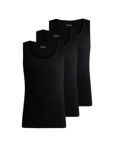 Hugo Boss Heren Tank Top Rib Classic 3Pack Zwart