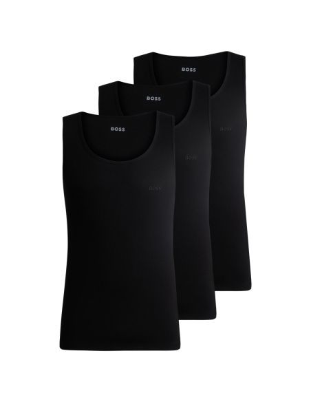 Hugo Boss Heren Tank Top Rib Classic 3Pack Zwart
