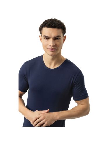 MEY Heren T-Shirt Crew Neck Navy Dry Cotton 46002