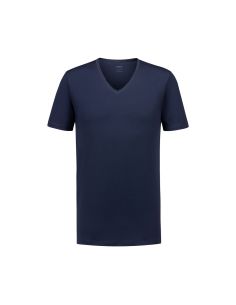 MEY Heren V-Neck Shirt Navy Dry Cotton 46007
