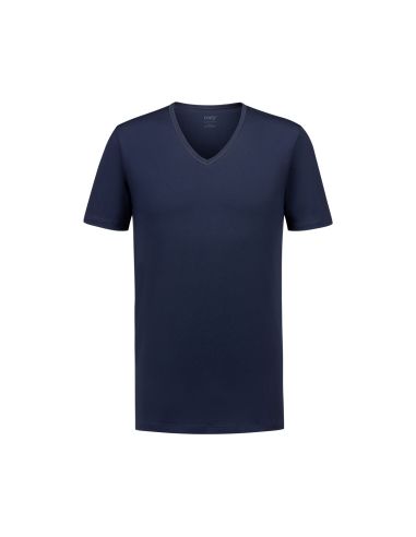 MEY Heren V-Neck Shirt Navy Dry Cotton 46007