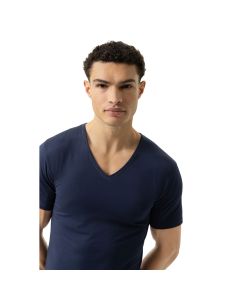 MEY Heren V-Neck Shirt Navy Dry Cotton 46007 2