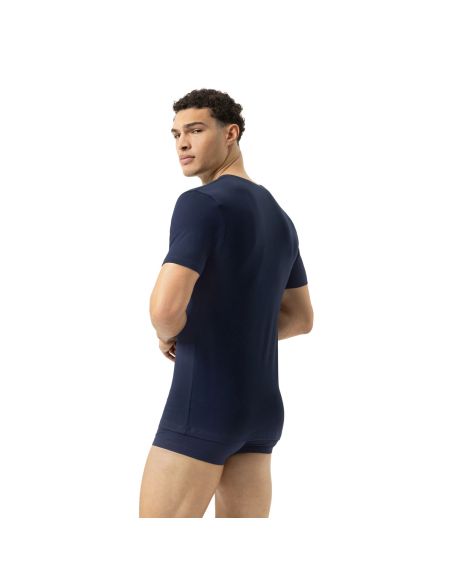 MEY Heren V-Neck Shirt Navy Dry Cotton 46007