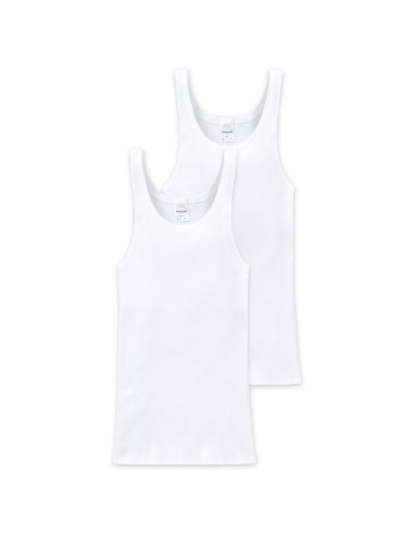 Schiesser Singlet Hemd Double Rib Essential Wit 2Pack