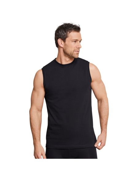 SCHIESSER Heren Sleeveless Shirt Essentials 2Pack Zwart