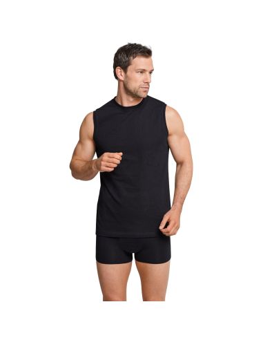 SCHIESSER Heren Sleeveless Shirt Essentials 2Pack Zwart