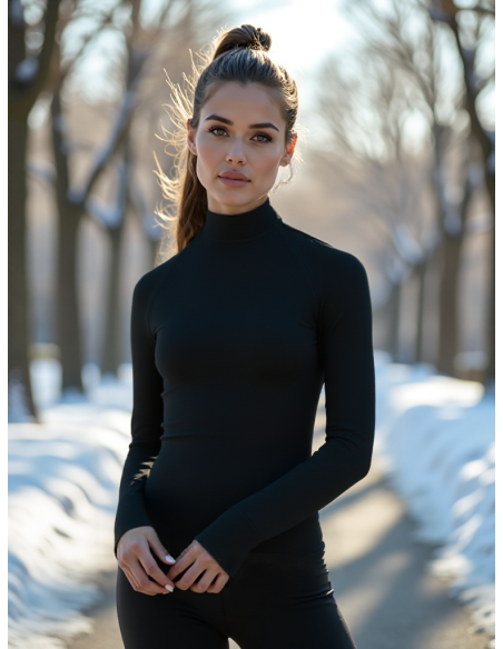 Gino Santi Dames Thermo Viloft Shirt Lange Mouwen Zwart