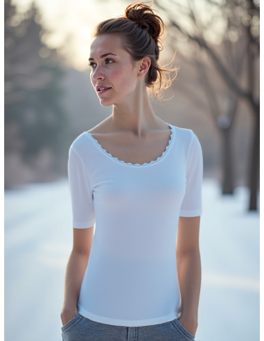 Gino Santi Dames Thermo Shirt lace Wit