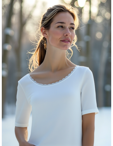 Gino Santi Dames Thermo Shirt lace Wit