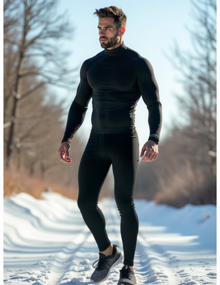 Gino Santi Heren Thermo Viloft shirt Lange Mouw Zwart