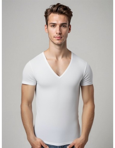 MWTS Heren T-shirt diepe V-hals Slim Fit 2-Pack