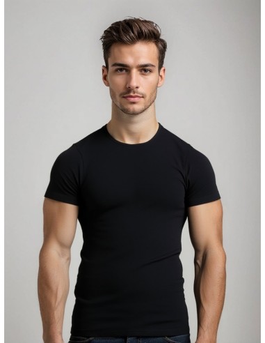 MWTS Heren T-shirt ronde hals Slim fit zwart 2-Pack