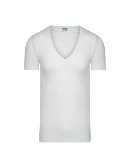 Beeren Heren Extra lang T-shirt met diepe V-hals M3000 Wit