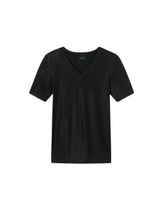Schiesser Heren Shirt Korte Mouw V-Hals Zwart