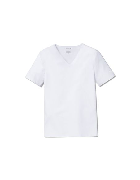 Schiesser Heren Shirt Korte Mouw V-Hals Wit