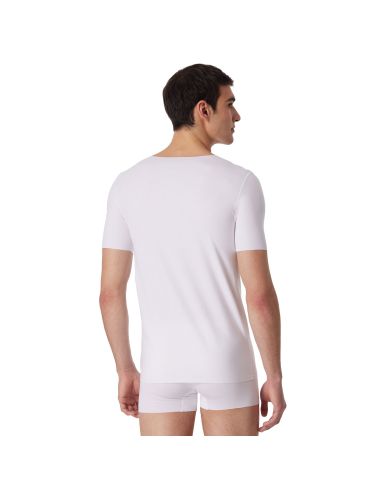 Schiesser Heren Shirt Korte Mouw V-Hals Wit