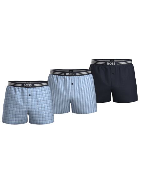 Hugo Boss Heren 3Pack Woven Boxer Blue Mix