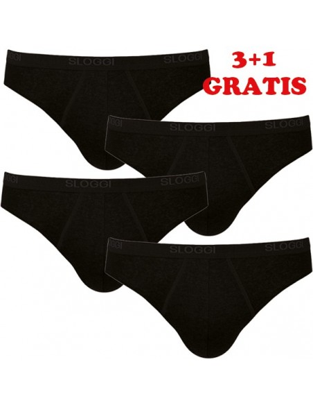 Sloggi Men Basic Mini Zwart 4Pack, 3+1 gratis