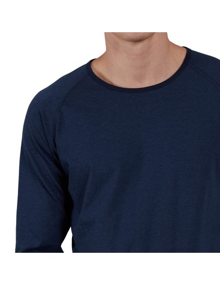 CECEBA Heren Pyjamaset Lang Micro Gestreept Blauw