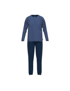 CECEBA Heren Pyjamaset Lang Micro Gestreept Blauw