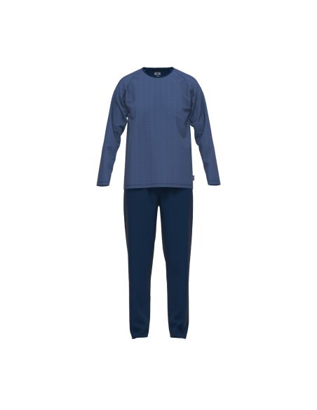 CECEBA Heren Pyjamaset Lang Micro Gestreept Blauw