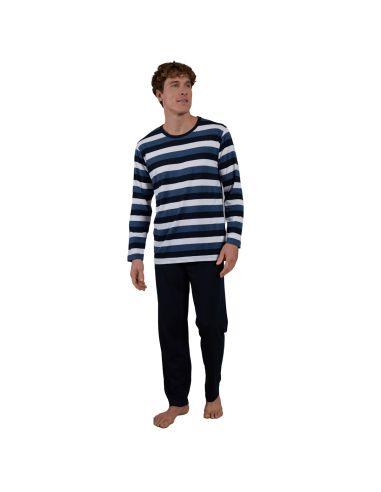 CECEBA Heren Pyjamaset Lang Gestreept Blauw 