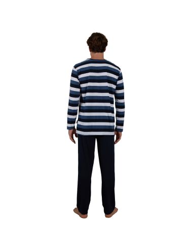 CECEBA Heren Pyjamaset Lang Gestreept Blauw 