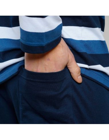 CECEBA Heren Pyjamaset Lang Gestreept Blauw 