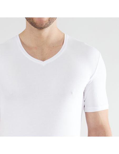 CECEBA Heren Bamboe T-shirt V-Hals 2Pack Wit