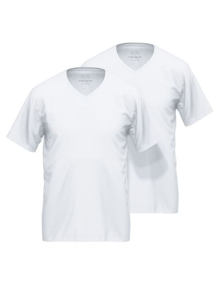 CECEBA Heren Bamboe T-shirt V-Hals 2Pack Wit