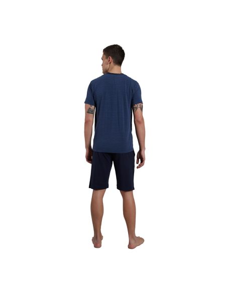 CECEBA Bamboe Pyjamaset Kort 1Pack Gestreept Blauw