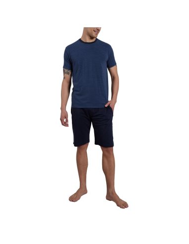 CECEBA Bamboe Pyjamaset Kort 1Pack Gestreept Blauw