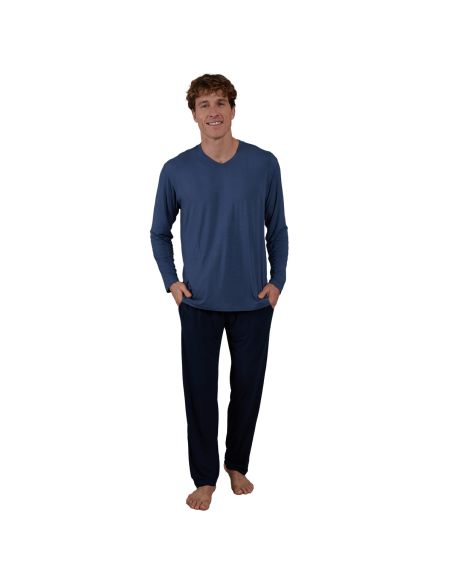 CECEBA Bamboe Pyjamaset Lang 1Pack Blauw