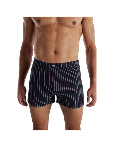 CECEBA Heren Boxershorts 2pack Donkerblauw Gestreept/effen