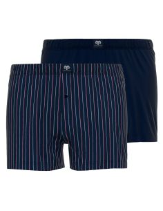 CECEBA Heren Boxershorts 2pack Donkerblauw Gestreept/effen
