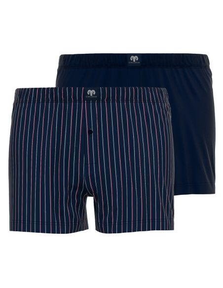 CECEBA Heren Boxershorts 2pack Donkerblauw Gestreept/effen