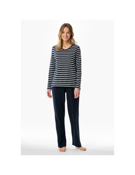 Schiesser Dames Pyjama Lang Nightblue